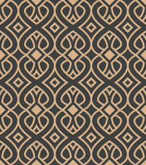 Vector damask seamless retro pattern background spiral curve cross geometry frame line