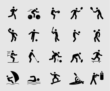 Silhouette icons set for Sports action 1