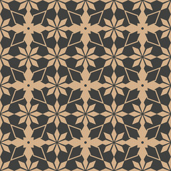 Vector damask seamless retro pattern background polygon star cross geometry flower frame