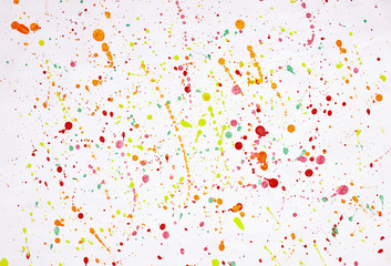 Watercolor splatters. Abstract splatter multicolor on white background