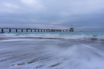 The Pier of Burgas in cold winter morning. Symbol of Burgas. 