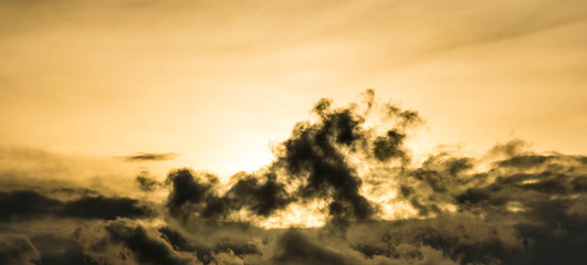 Fiery orange sunset sky Dramatic golden sky at the sunrise background