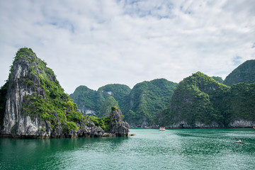 Panoramic view of Ha Long Bay. Located in the north of Vietnam, Ha Long Bay is one of the world's most famous nature heritages