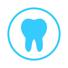 teeth icon, dentist flat vector symbol, a healthy tooth  isolated on blue background