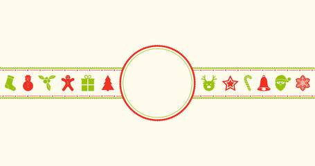 Christmas background with ornaments and copyspace. Vector.