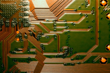 Electronic circuit board close up background texture