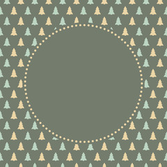 Layout of Christmas greeting card with decorative trees. Vector.
