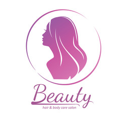 womans hair style stylized sillhouette, beauty salon logo template