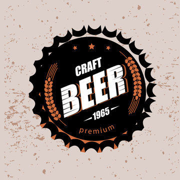 beer cap stylized vector symbol, emblem brewery design logo or emblem template