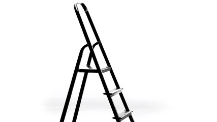 Empty stepladder standing in room, renovation, construction work and apartment