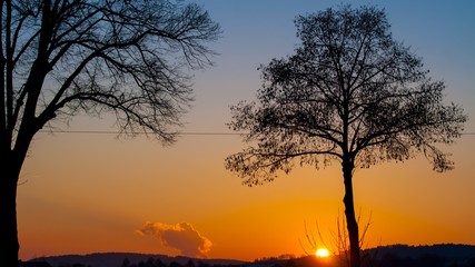 Fototapeta na wymiar Beautiful sunset near Trieching - Bavaria - Germany