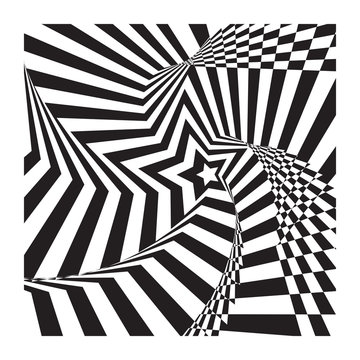 Abstract spirally star stripes optical ilusion background