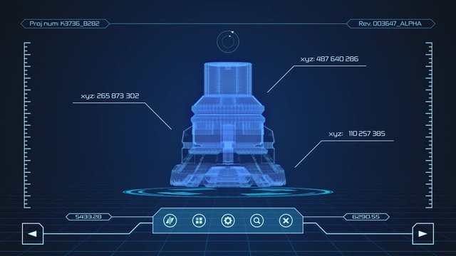 futuristic interface of a cad software - seamless loop (3d render)