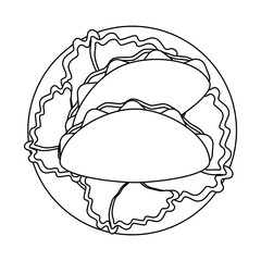 Burritos on dish with lettuce black and white