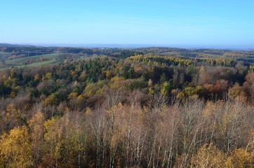 Erzgebirgslandschaft - Mittelgebirge - Erzgebirgsvorland im sonnigen Herbst