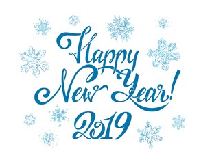 Obraz na płótnie Canvas Happy New Year 2019. Vector greeting card design