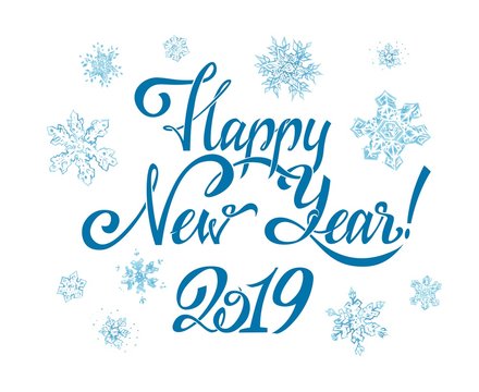 Happy New Year 2019. Vector greeting card design