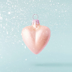 Christmas concept.  Creative Christmas conception made by falling in air shiny bauble