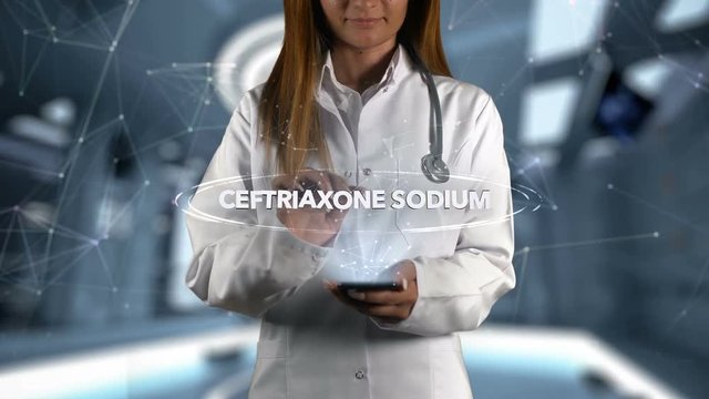 Female Doctor Hologram Medicine Ingrident CEFTRIAXONE SODIUM