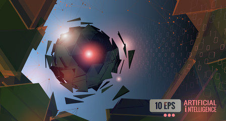 AI robot abstract conceptual vector background