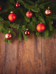 Christmas background with fir tree and decoration