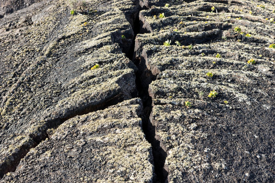 Cracked earth in Timanfaya National Park on Lanzarote island