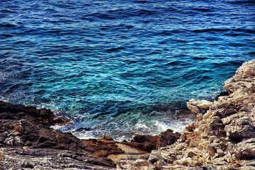 blue water of adriatic sea in croatia