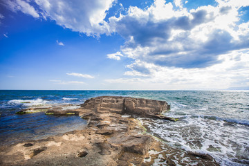 Fototapeta na wymiar Rocky coast of the Black Sea in Crimea