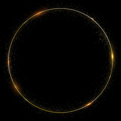 Gold vector circle frame on dark background