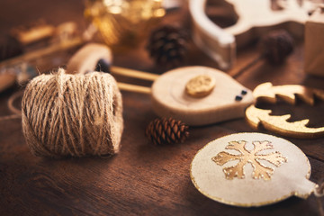 Christmas background. Set with a lot of different colorful baubles