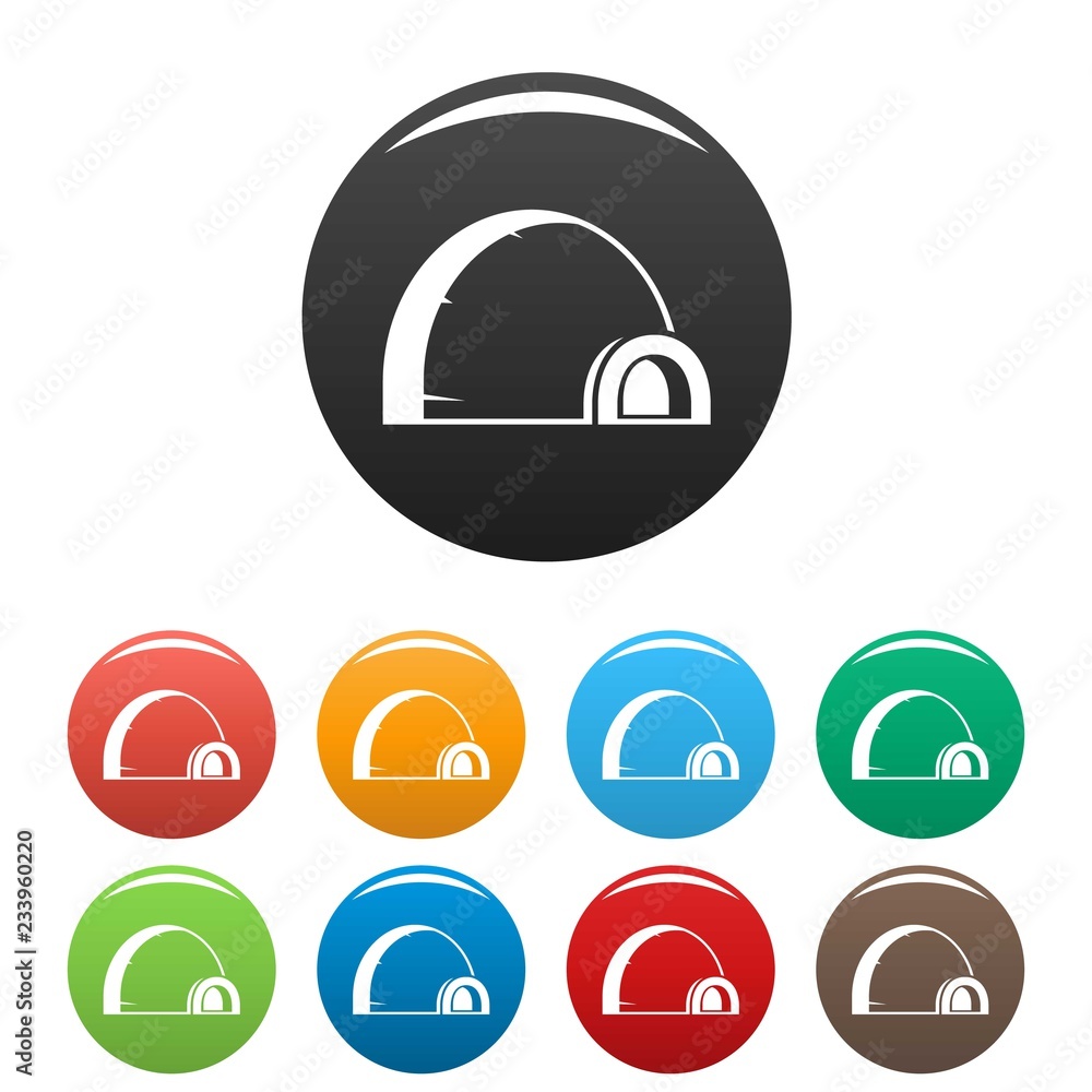 Poster arctic igloo icons set 9 color vector isolated on white for any design