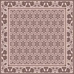 Template print for Sofa Square Pillow. Floral Geometric Pattern with hand-drawing Mandala. illustration. For fabric, textile, bandana, scarg, carpet print.