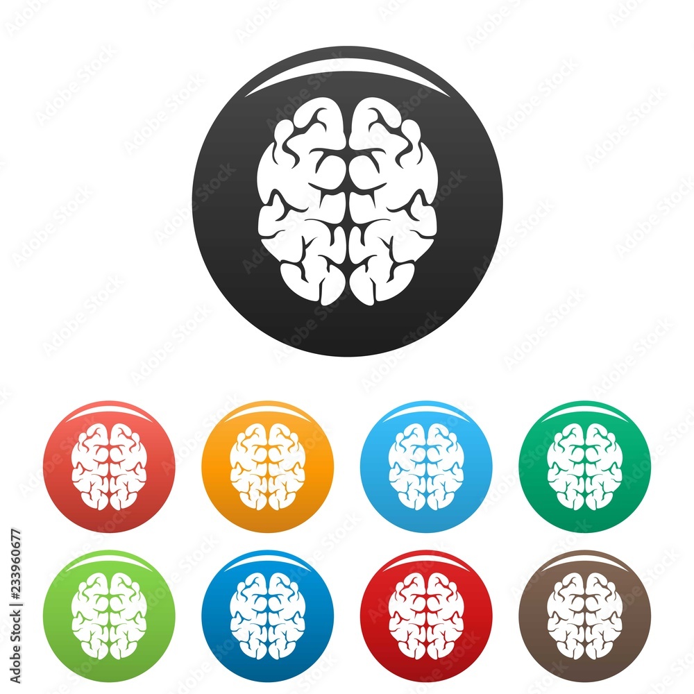 Poster genius brain icons set 9 color vector isolated on white for any design