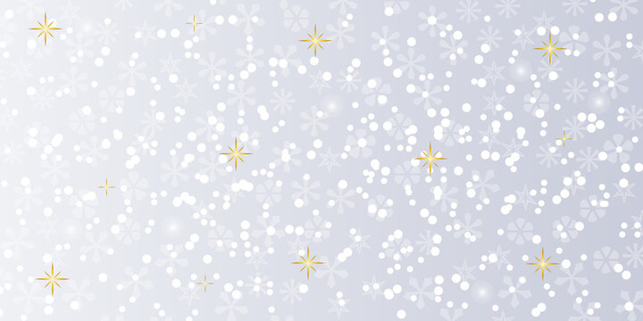 Falling white snow on  silver background. Christmas background. Winter pattern with snowflakes and snowfall. Vector illustration.