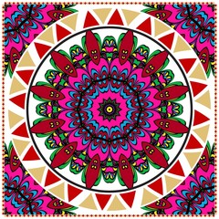 Traditional ornamental floral mandala pattern. For design of carpet, shawl, pillow, cushion. Vector illustration