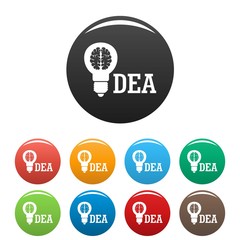 Brain idea icons set 9 color vector isolated on white for any design