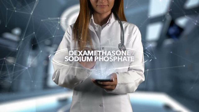 Female Doctor Hologram Medicine Ingrident DEXAMETHASONE SODIUM PHOSPHATE