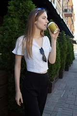 Fashionably dressed woman on the streets