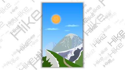Vector mountain hiking card