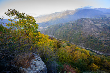 Majestic autumn landscape with mountains and forest, Armenia