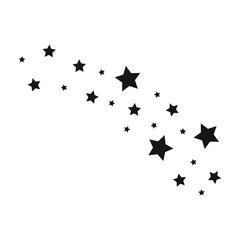 Stars on a white background. Black star shooting with an elegant star. Meteoroid, comet, asteroid