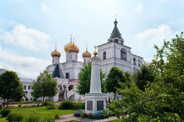 Beautiful view of the Holy Trinity Ipatiev monastery in Russia in the city of Kostroma on the Volga