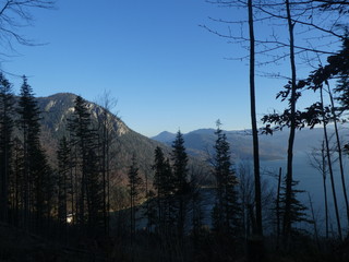 lake walchensee in the mountains of bavaria europe in winter 