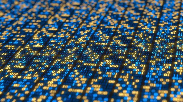 Binary code grid made of zeros and ones. Computer related loopable motion background