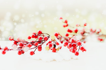 Winter background with Christmas decorations
