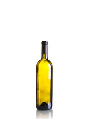 Empty wine bottle isolated on white background