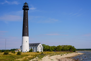 Sightseeing of Saaremaa island. Sõrve lighthouse is a popular landmark and scenic location on the...