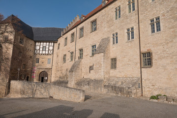 Fototapeta na wymiar Saxony-Anhalt, Germany, November 2018, main entrance of Neuenburg Castle (Freyburg) 