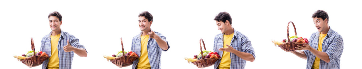 Man with basket of fruits and vegetables