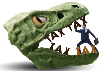 Businessman in high taxes concept